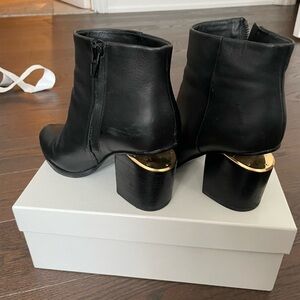 Alexander Wang Black Ankle Boots with Gold Heel